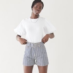 GANNI striped denim shorts